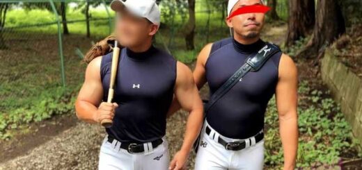 2 Japanese bearish hunks in baseball attire head to an abandoned building in a secluded forest and fuck as hard and loud as they want to. I luv how the top licks his cum off the bottom's body and